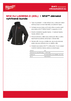 MILWAUKEE M12 HJ LADIES2 M12™ dámská vyhřívaná bunda 4933464843 A4 PDF