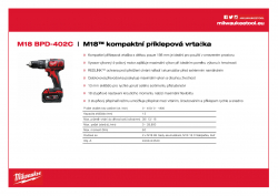 MILWAUKEE M18 BPD M18™ kompaktní příklepová vrtačka 4933443520 A4 PDF