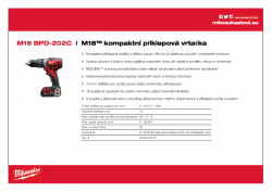 MILWAUKEE M18 BPD M18™ kompaktní příklepová vrtačka 4933443515 A4 PDF