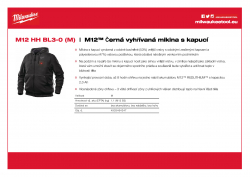 MILWAUKEE M12 HH BL3 M12™ Černá vyhřívaná mikina s kapucí 4933464347 A4 PDF