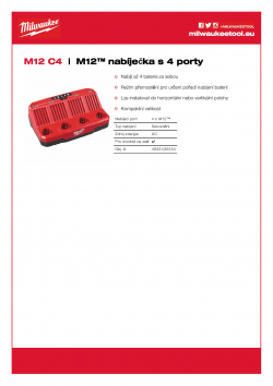 MILWAUKEE M12 C4 M12™ nabíječka s 4 porty 4932430554 A4 PDF