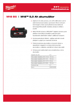 MILWAUKEE M18 B5 M18™ 5,0 Ah akumulátor 4932430483 A4 PDF