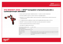 MILWAUKEE M12 BDDX M12™ kompaktní vrtačka/šroubovák s rychlovýměnným sklíčidlem 4933447836 A4 PDF