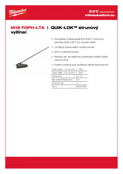 MILWAUKEE M18 FOPH-LTA QUIK-LOK™ strunový vyžínač 4932464955 A4 PDF