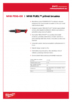 MILWAUKEE M18 FDG M18 FUEL™ přímá bruska 4933459190 A4 PDF