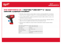 MILWAUKEE M18 ONEFHIWF34 M18 FUEL™ ONE-KEY™ ¾″ rázový utahovák s pojistným kroužkem 4933459729 A4 PDF