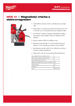 MILWAUKEE MDE 41 Magnetický vrtací stojan s elektromagnetem 4933451015 A4 PDF