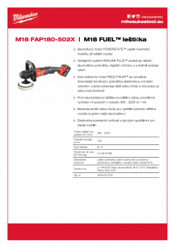MILWAUKEE M18 FAP M18 FUEL™ leštička 4933451550 A4 PDF