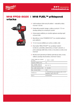 MILWAUKEE M18 FPD2 M18 FUEL™ příklepová vrtačka 4933464264 A4 PDF