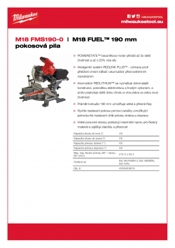 MILWAUKEE M18 FMS190 M18 FUEL™ 190 mm pokosová pila 4933459619 A4 PDF