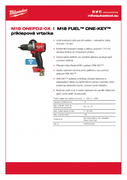 MILWAUKEE M18 ONEPD2 M18 FUEL™ ONE-KEY™ příklepová vrtačka 4933464526 A4 PDF