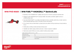 MILWAUKEE M18 FHZ M18 FUEL™ HACKZALL™ šavlová pila 4933459885 A4 PDF