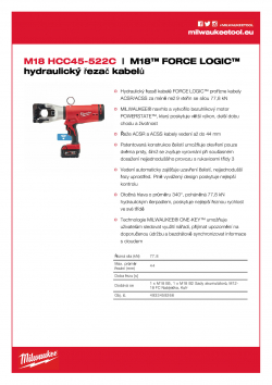 MILWAUKEE M18 HCC45 M18™ FORCE LOGIC™ hydraulický řezač kabelů 4933459266 A4 PDF