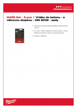 MILWAUKEE Concrete Drills - round shank / DIN 8039 / sets Sada vrtáků do betonu (8 ks). 4932352334 A4 PDF