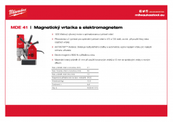 MILWAUKEE MDE 41 Magnetický vrtací stojan s elektromagnetem 4933451015 A4 PDF
