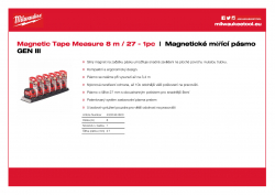 MILWAUKEE Magnetic Tape Measures GEN III Magnetické měřící pásmo 8 m 4932464600 A4 PDF