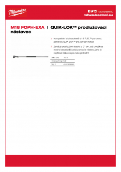MILWAUKEE M18 FOPH-EXA QUIK-LOK™ prodlužovací nástavec 4932464960 A4 PDF
