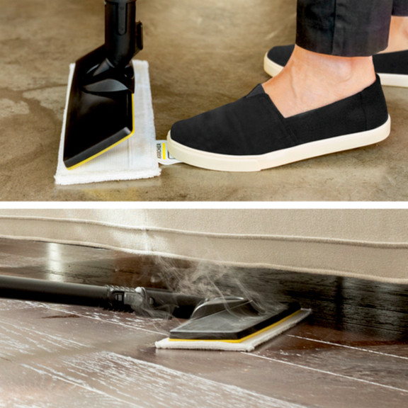 Súprava na čistenie podlahy EasyFix s flexibilným kĺbom na podlahovej hubici a pohodlným suchým zipsom na upevnenie utierky na podlahu
