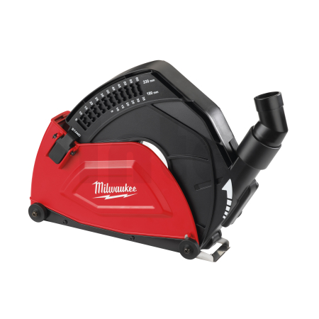 MILWAUKEE Ochrana proti prachu pro řezání - DEC 230  k Ø 180 - 230 mm AG 22, nastavení hloubky klíče od 5 - 60 mm. Řezací vodítk
