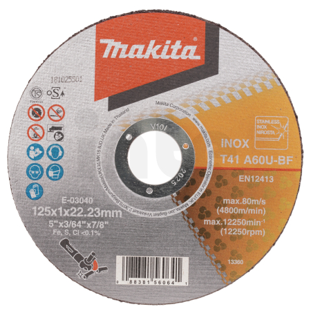 Makita - kotouč řezný nerez 125x1.0x22.23mm A60U E-03040