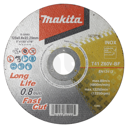 Makita - kotouč řezný nerez 125x0.8x22.23mm, 12ks=oldE-22953 E-10877-12 E-22953-12