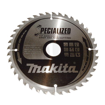 Makita - kotouč pilový dřevo SPECIALIZED se zapuštěnými zuby 185x2x30mm 40Z = old B-09494 B-33174
