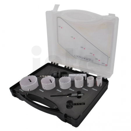 Makita - sada děrovek BiM (se závitem): 19, 22, 29, 38, 44, 57mm + 2x adaptér + 2x středicí vrták HSS-G, 10ks D-47117
