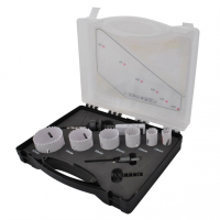 Makita - sada děrovek BiM (se závitem): 19, 22, 29, 38, 44, 57mm + 2x adaptér + 2x středicí vrták HSS-G, 10ks D-47117