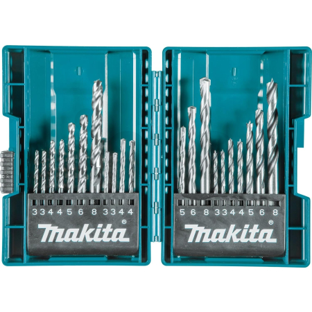 Makita - sada vrtáků do kovu/dřeva/zdiva 3-8mm (po 1), 21ks B-44884