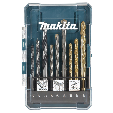 Makita - sada vrtáků do kovu/dřeva/zdiva 5/6/8mm, 9ks = oldD-08660 D-71962