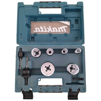 Makita - sada děrovek BiM (se závitem) 19, 22, 29, 38, 44 a 57mm + 2x adaptér + 2x středicí vrták HSS-G, 11ks D-63965