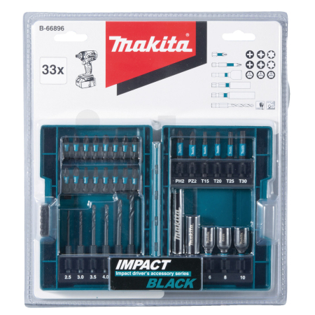 Makita - sada torzních bitů a vrtáků 1/4" IMPACT BLACK, 33 ks B-66896