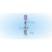 Univerzální stojan s bezdotykovým dávkovačem, info tabulkou, zásobníkem na kapesníčky a gum. rukavice a košem