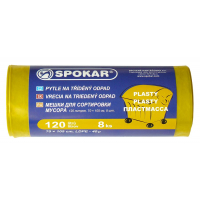 Spokar - Pytle na tříděný odpad 120L - 8 ks, žluté - na plasty, 8300246200