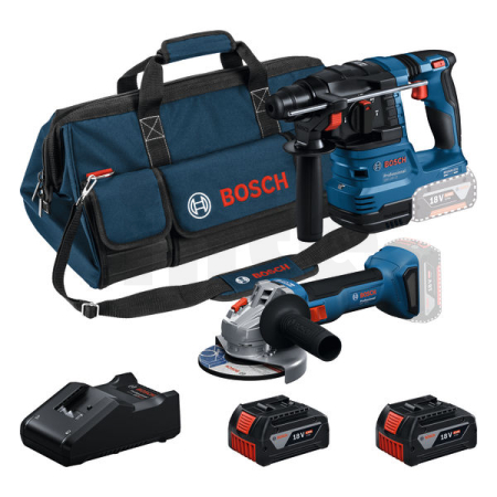 BOSCH  Sada 2 kusů 18V nářadí: GWS + GBH + 2× GBA 18V 4.0Ah + GAL + taška 0615V0003C