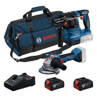 BOSCH  Sada 2 kusů 18V nářadí: GWS + GBH + 2× GBA 18V 4.0Ah + GAL + taška 0615V0003C