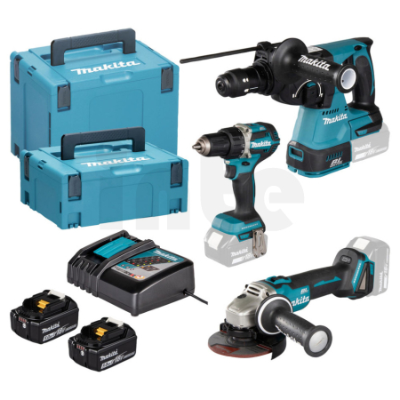 Makita - Aku sada DDF484+DGA504+DHR243 Li-ion LXT 18V/5,0Ah DLX3195JX1