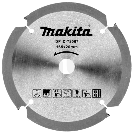 Makita - PCD pilový kotouč 165x20mm 4T na vláknocementové desky D-72067