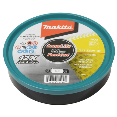 Makita - kotouč řezný nerez 125x0.8x22.23mm, 12ks=oldE-22953 E-10877-12 E-22953-12