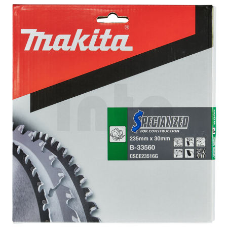 Makita - kotouč pilový dřevo SPECIALIZED konstrukce 235x2.8x30mm 16Z = old B-13699 B-33560