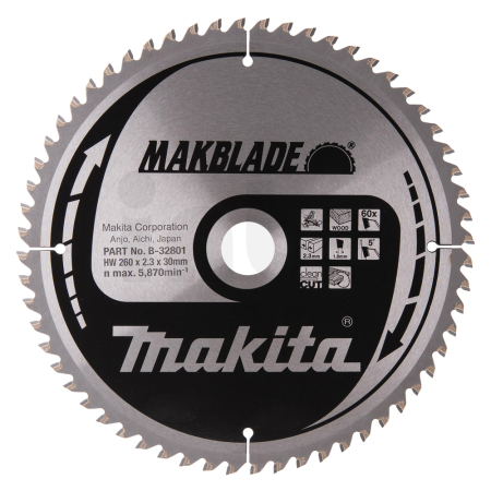 Makita - kotouč pilový dřevo MAKBLADE 260x2.3x30mm 60Z = old B-09020 B-32801
