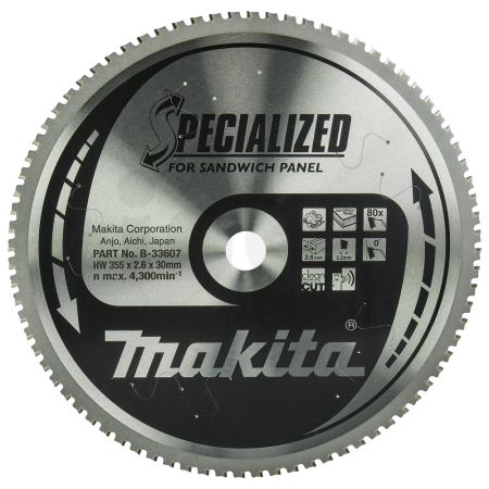 Makita - kotouč pilový sendvičové panely SPECIALIZED 355x2.6x30mm 80Z = old B-17697 B-33607