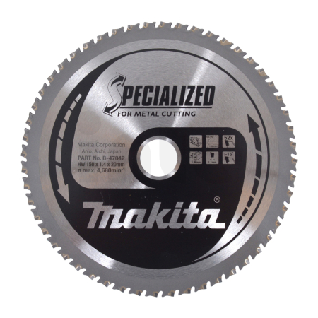 Makita - kotouč pilový ocel SPECIALIZED 150x1.4x20mm 52Z (tenká ocel SPECIALIZED) = old B-47167 B-47042