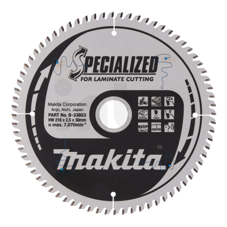 Makita - kotouč pilový lamino SPECIALIZED 216x2.5x30mm 72Z = old B-29474 B-33853