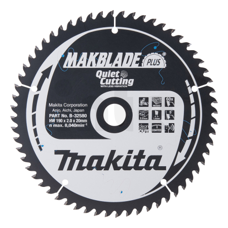 Makita - kotouč pilový dřevo MAKBLADEplus 190x2x20mm 60Z = old B-08757 B-32580