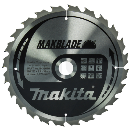 Makita - kotouč pilový dřevo MAKBLADE 260x2.3x30mm 24Z = old B-21989 B-33679