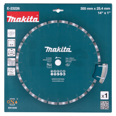 Makita - kotouč řezný diamantový beton 355x2.8x25.4mm pro aku stroje = old E-12996 E-23226