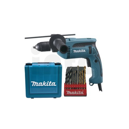 Makita - Příklepová vrtačka s kufrem,rychlosklíčidlo 1,5-13mm,680W HP1641K1X