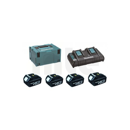 Makita - sada Li-ion LXT 18V 4ksBL1830B+1ksDvojnabíječkaDC18RD+1ksMakpac 197970-3