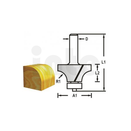 Makita - Zaoblovací fréza s ložiskem stopka 8 mm,22,2x12,7x55 mm R=4,8mm D-48371